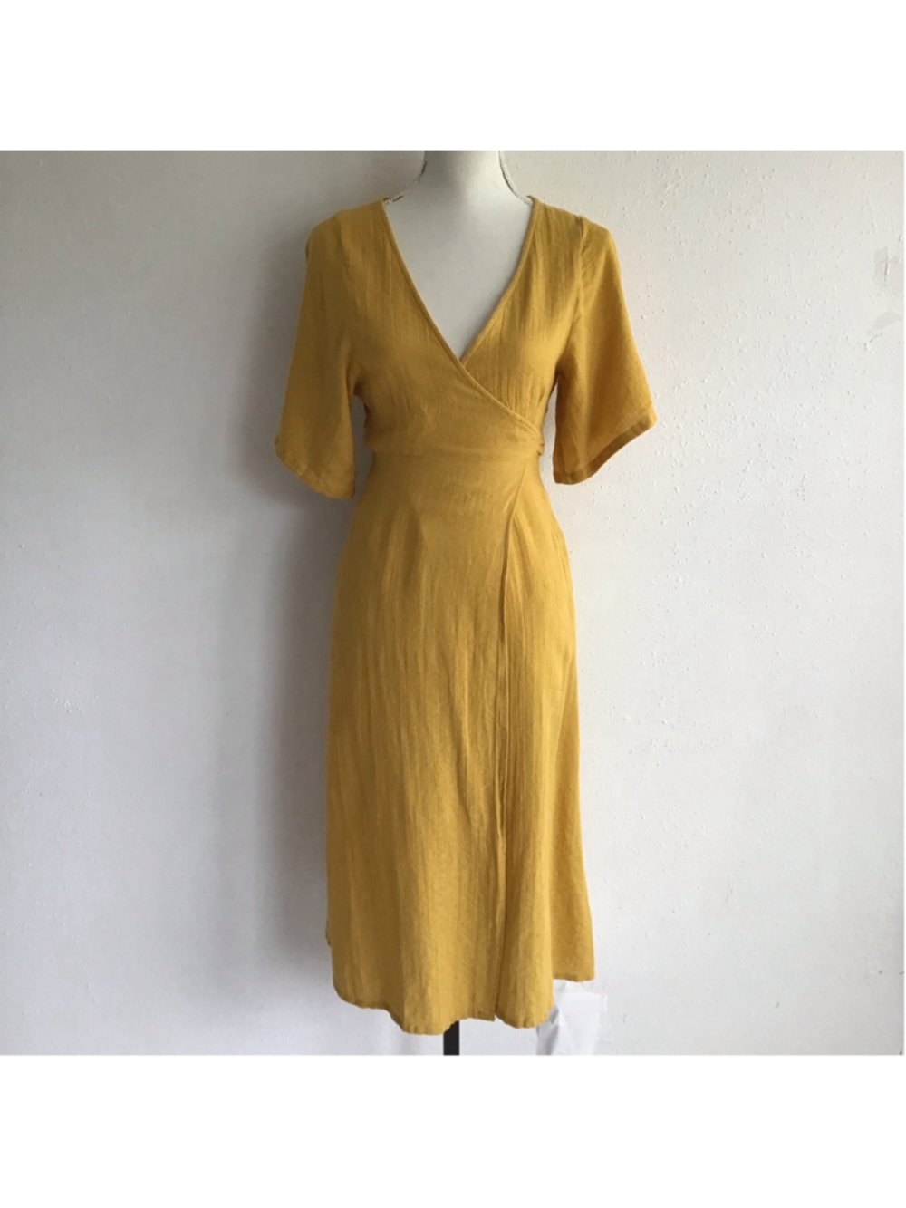 NWT- Urban Outfitters Women's Elegant DeepYellow Wrap Midi Dress Size S-P